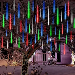 8 Tubes (12in) Christmas Meteor Shower Rain Lights, Multicolor
