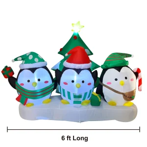 6ft Penguin Christmas Gathering Inflatable