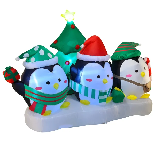 6ft Penguin Christmas Gathering Inflatable