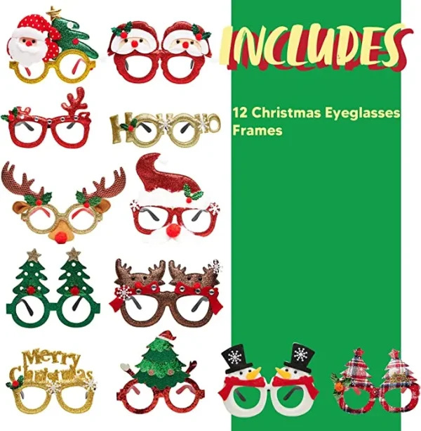 12pcs Christmas Glitter Glasses