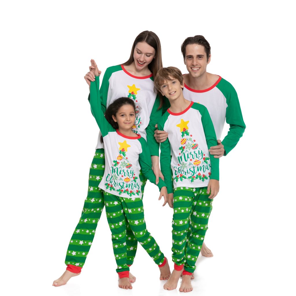 Green tree Christmas family pajamas