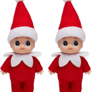 2 Pcs Red Tiny Baby Elf Doll Christmas