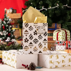 24Pcs Christmas Foil Gold Gift Bags