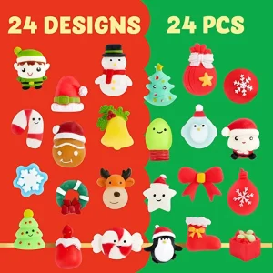 24pcs Stress Reliever Christmas Mochi Squishy Toys