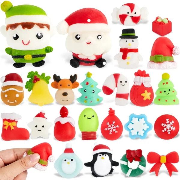 24pcs Stress Reliever Christmas Mochi Soft and Yielding Toys