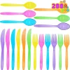288Pcs Neon Hard Plastic Cutlery