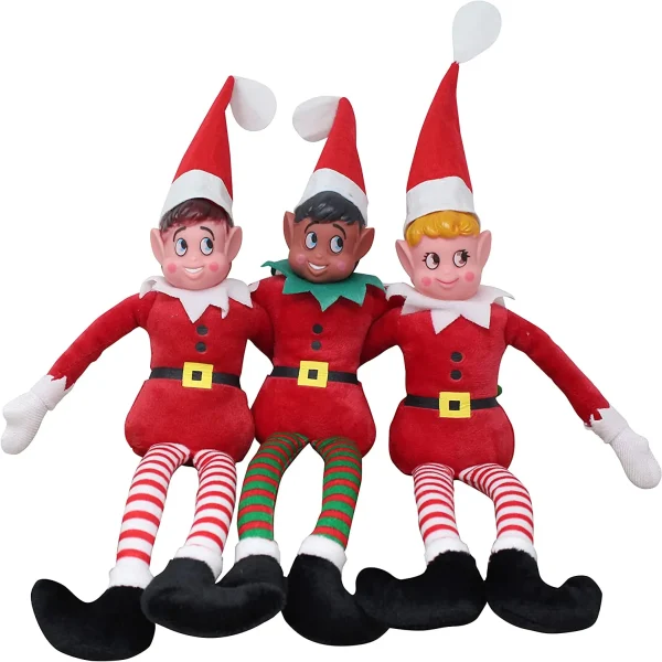 2pcs Christmas Elf Plush Red Doll 12in