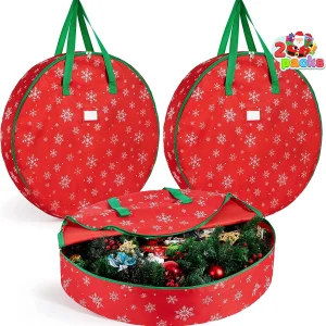2pcs Christmas Snowflake Patterned Wreath Storage Bags 30in