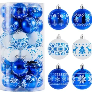 30pcs Blue and White Christmas Ball Ornaments