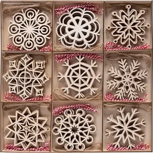 36pcs Wooden Snowflake Christmas Ornaments