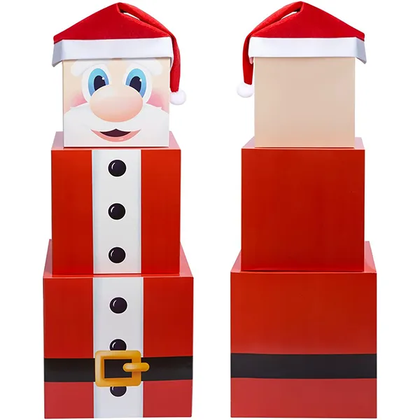 3pcs Santa Christmas Stacking Boxes with Lids