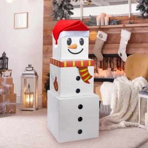 3pcs Snowman Stacking Gift Boxes w/ Lids