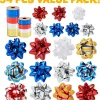 48pcs Red Silver Blue and White christmas gift Bows