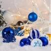 50pcs Dark Blue and White Christmas Ball Ornaments