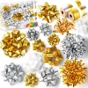 50pcs Gold Silver and White christmas gift Bows