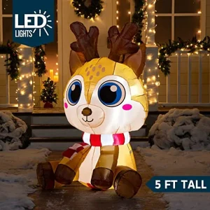 5ft LED Cartoony Christmas Inflatable Reindeer