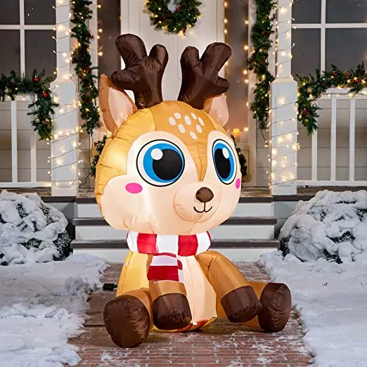 Fantastic 5ft LED Cartoony Christmas Inflatable Reindeer