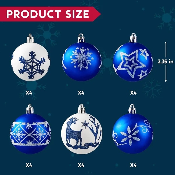 24pcs Blue And White Christmas Ornament Set