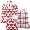 6pcs White and Red Fabric christmas gift Bags