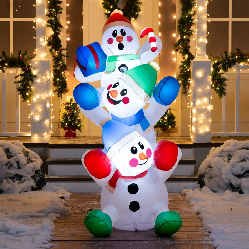3 pcs inflatable snowman decor