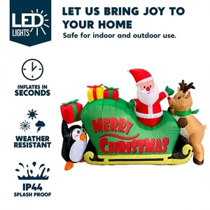 6ft LED Christmas Inflatables Santa Sleigh