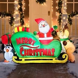 6ft Long Merry Christmas Sleigh Christmas Inflatable