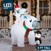6ft Christmas LED Inflatable Polar Bear With Penguin