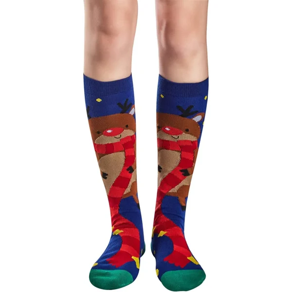 8 Pairs Womens High Knee Christmas Socks
