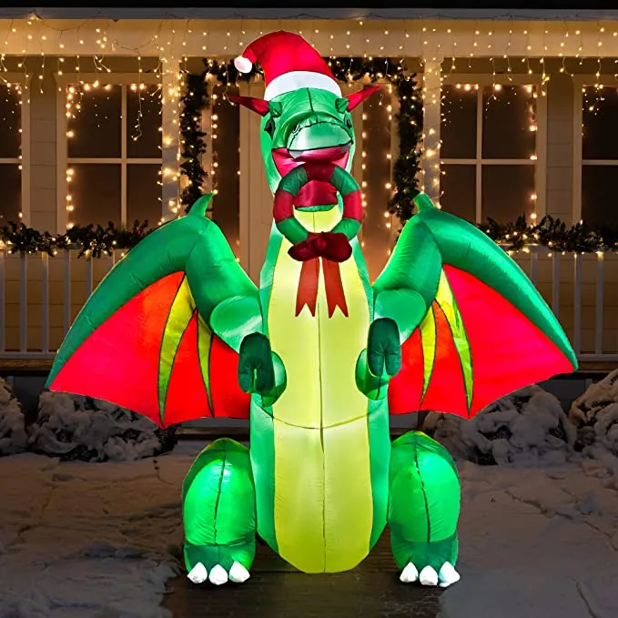 Christmas green dragon front