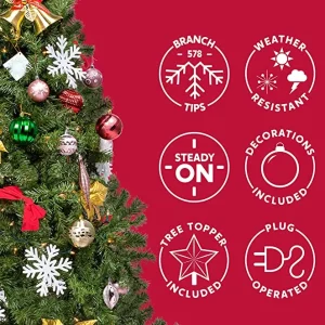 6ft Prelit Christmas Tree with Decoration Kit