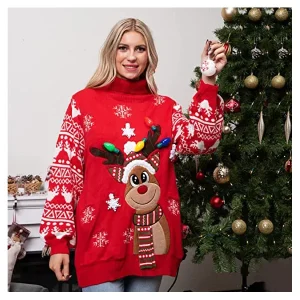Light Up Adult Ugly Christmas Sweater-Reindeer