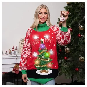 Light Up Adult Ugly  Christmas Sweater-Tree