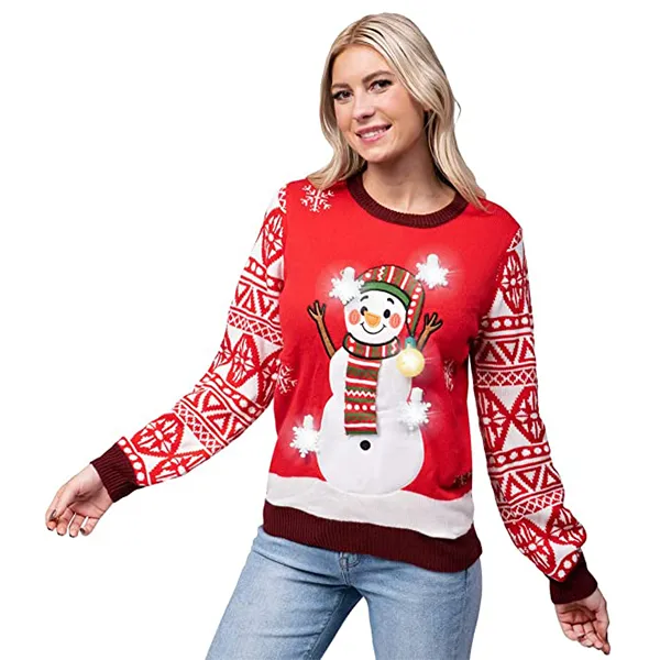 Adult LED Light Up Ugly Christmas Sweater Snowman