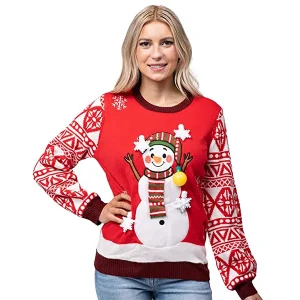 Light Up Adult Ugly Christmas Sweater-Snowman