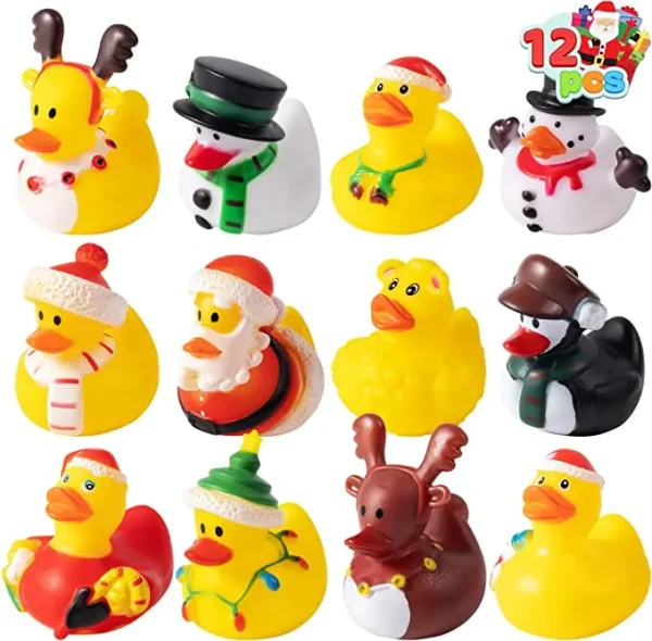 12pcs Christmas Rubber Ducky Bath Toy