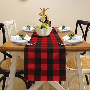 Red And Black Christmas Buffalo Plaid Table Runner 14x72in