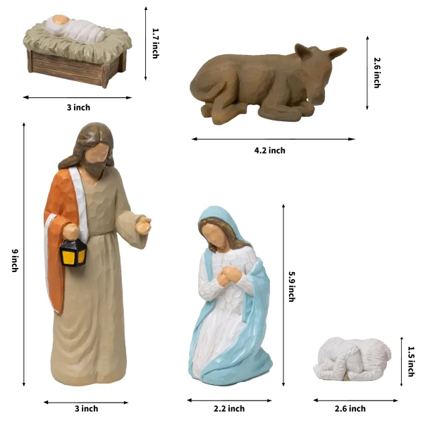 5pcs Resin Holy Family Nativity Figurines