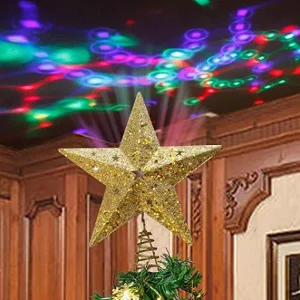 LED Christmas Lighted Gold Star Tree Topper