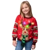 Kids LED Light Up Red Christmas Sweater Reindeer