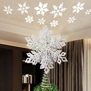 LED Snowflake Tree Topper Lighted w/ White Projector