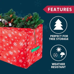 Snowflake Patterned Christmas Tree Oxford Storage Bag (Red)