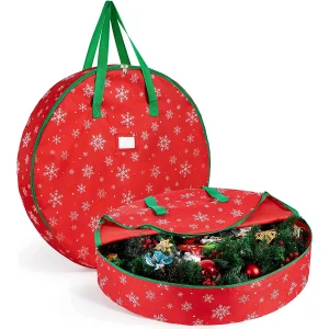 Snowflake Patterned Christmas Wreath Oxford Storage Bag