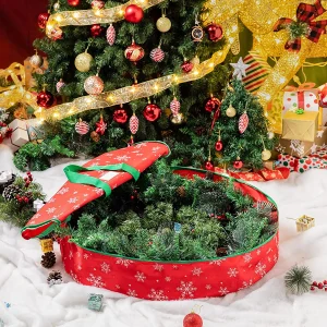 Snowflake Patterned Christmas Wreath Oxford Storage Bag