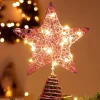 20 Warm White Red Glitter Star Christmas Tree Topper