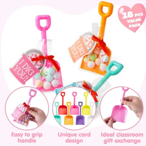 28Pcs I DIG YOU Shovel Toy with Valentines Day Cards for Kids-Classroom Exchange Gifts