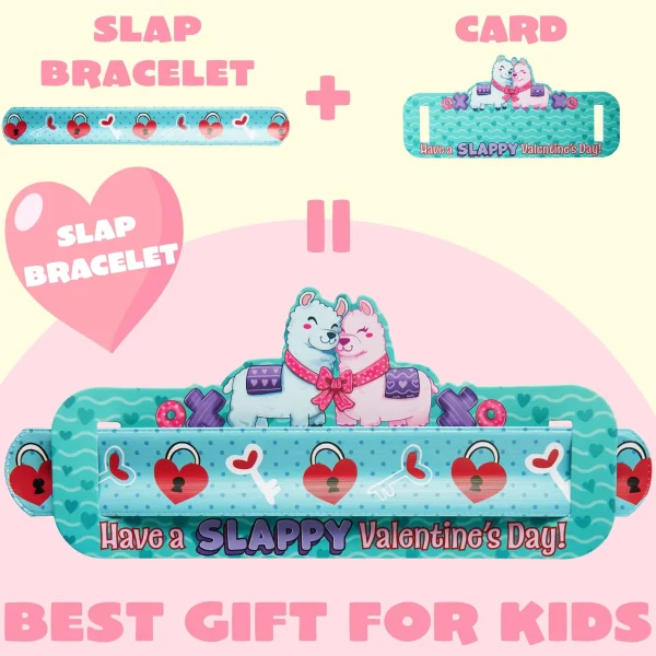 28Pcs Kids Valentines Cards with Slap Bracelet-Classroom Exchange Gifts