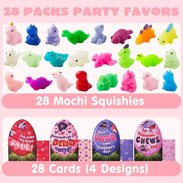 28Pcs Dinosaur Mochi Squishy Toys in with Boxes