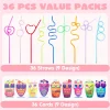 36Pcs Drinking Straws with Kids Valentines Cards for Valentine Party Favors