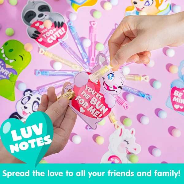 36Pcs Kids Valentines Cards with Mini Bubble Maker Wands-Classroom Exchange Gifts
