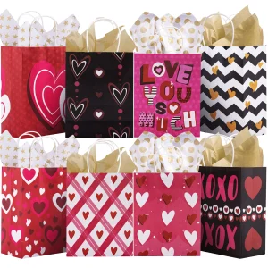 48pcs Valentine’s Day Paper Gift Bags with Handle